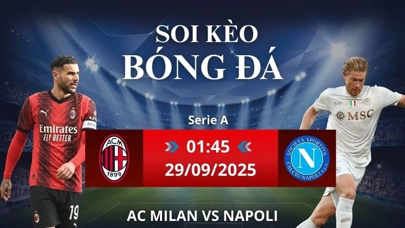 Soi kèo AC Milan vs Napoli | 01h45 - 29/09/2025 Serie A