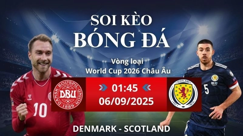 Soi kèo Denmark - Scotland | 01h45 - 06/09/2025 Vòng loại World Cup Châu Âu